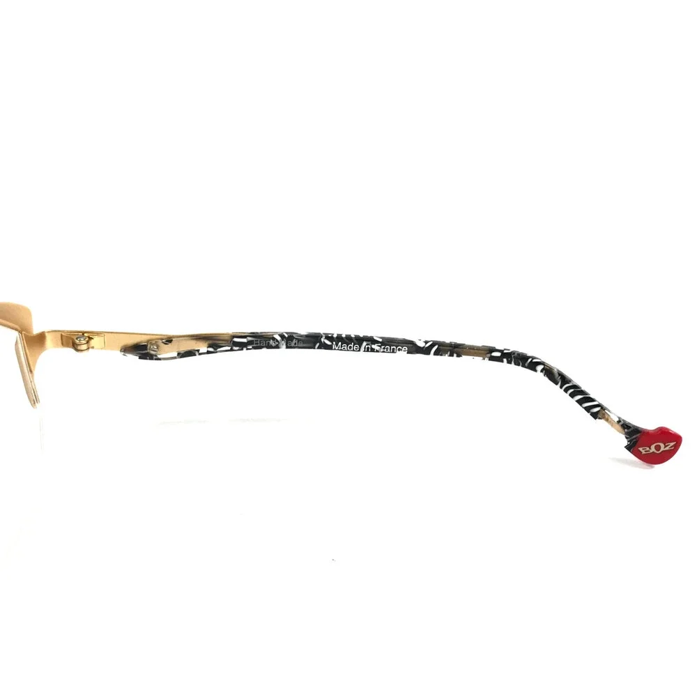 BOZ Eyeglasses Frames LOLITA 5000 Black White Matte Gold Cat Eye 51-18-140
